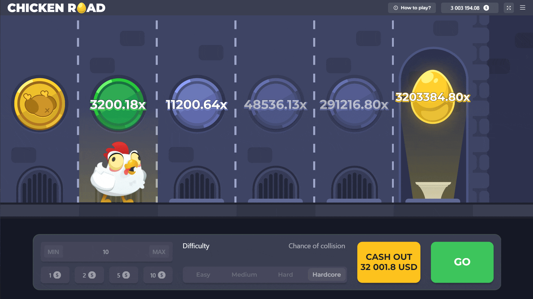 Online casino lobby with Chicken Road game